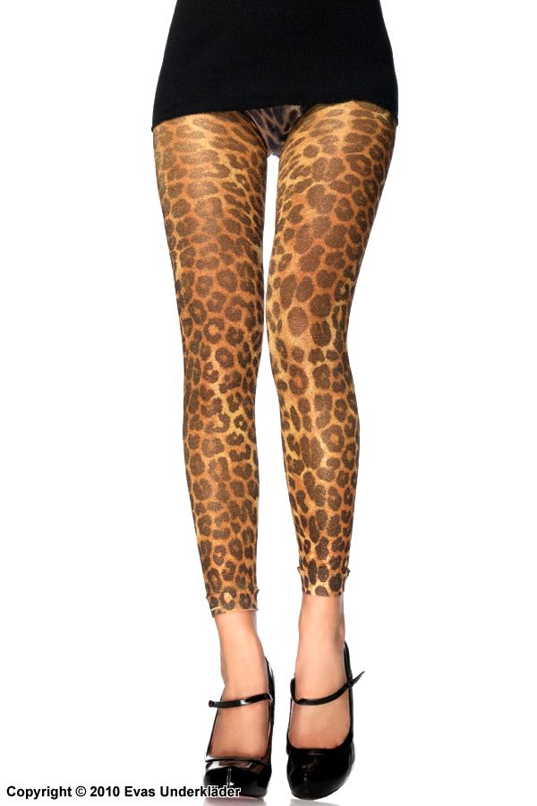 Gemusterte Leggings, schimmernder Lurex, Leopard